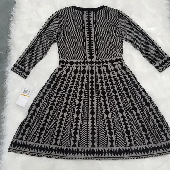 Nina Leonard Aztec Dress Small 3/4 Sleeve